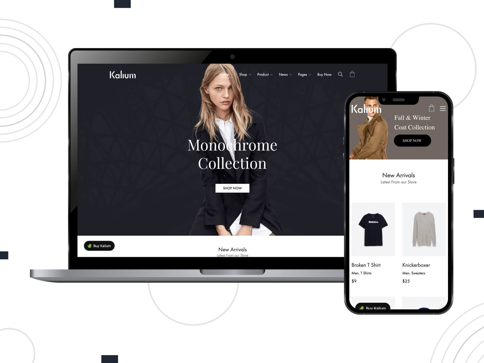 Screenshot of Kalium - dark, cool template that is counted among the best WordPress themes with travel-related features in sienna color range.