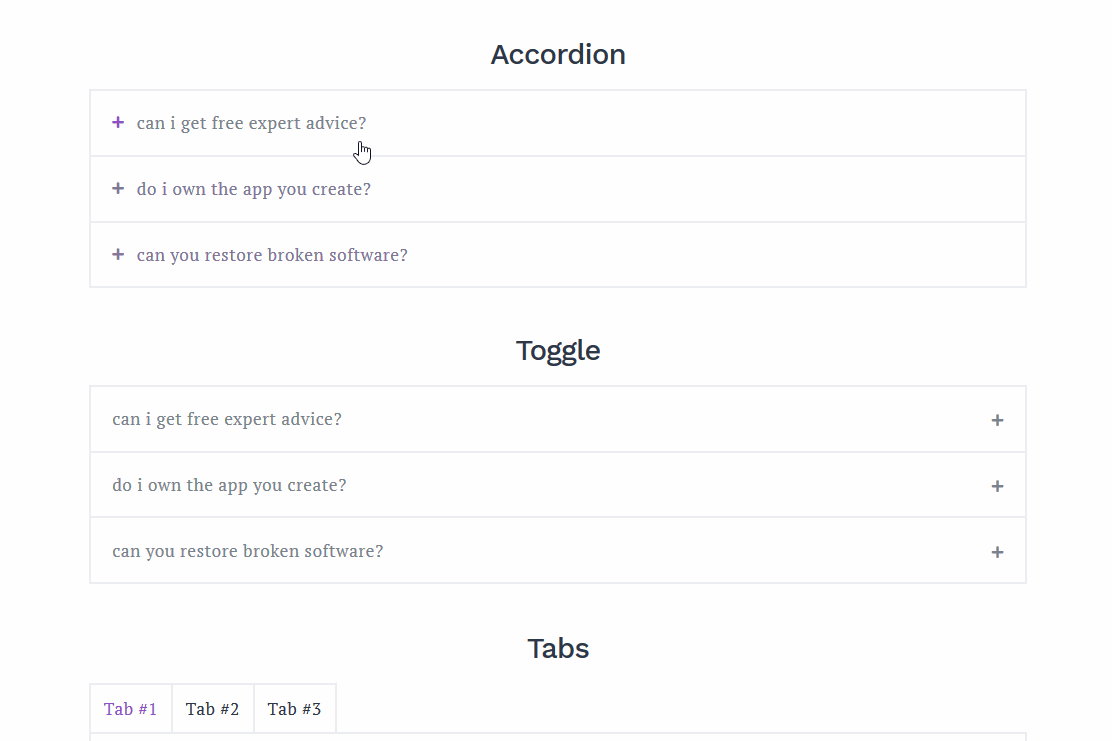 tabs accordion gutenberg blocks