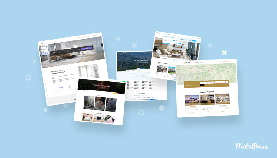 A featured image of the best real estate Elementor WordPress themes.