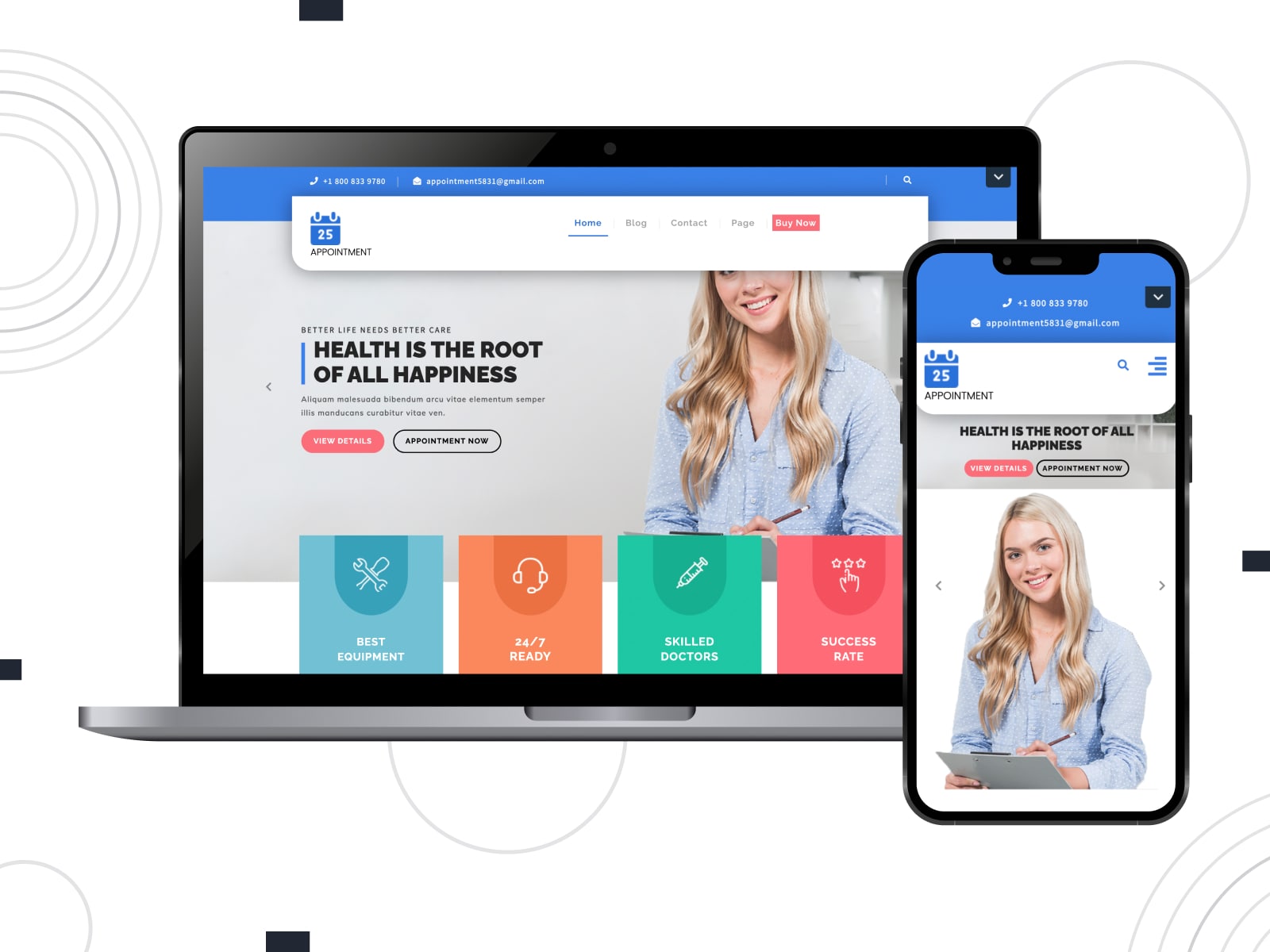 Picture of Appointment Booking, one of the free appointment booking WordPress themes with 3 template pages & sidebar support.