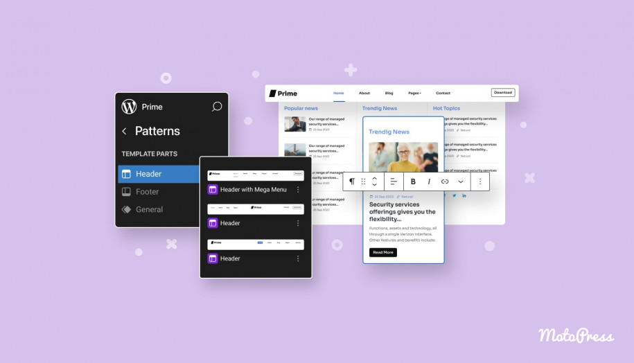 WordPress template parts.